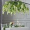 55" Cream Green Hanging Artificial Flower Chandelier Silk Wisteria Vine